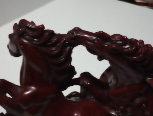 Vintage Chinese 3 Wild Horses Galloping Red Enameled Cast Resin Sculpture Figure - Picture 7 of 12