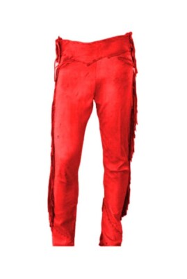 Men Native American Western Cowboy Leather Pants Suede Leg