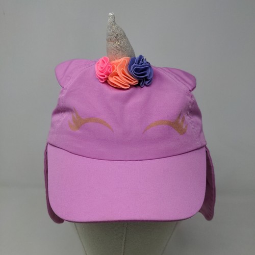 Unbranded Girl's Sun Hat Neck Flap Pink 100% Polyester Unicorn Accent - Picture 2 of 7