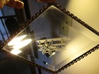 Beveled Glass Suncatcher W/ Tri-winged Airplane. Diamond Shaped, Chain Boarder