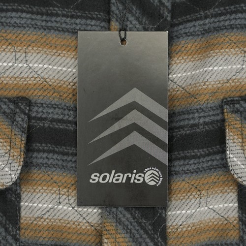Solaris Men's Long-Sleeve Heavy Flannel Shirt L Gray Tan Striped NWT $89.50 - Picture 6 of 12