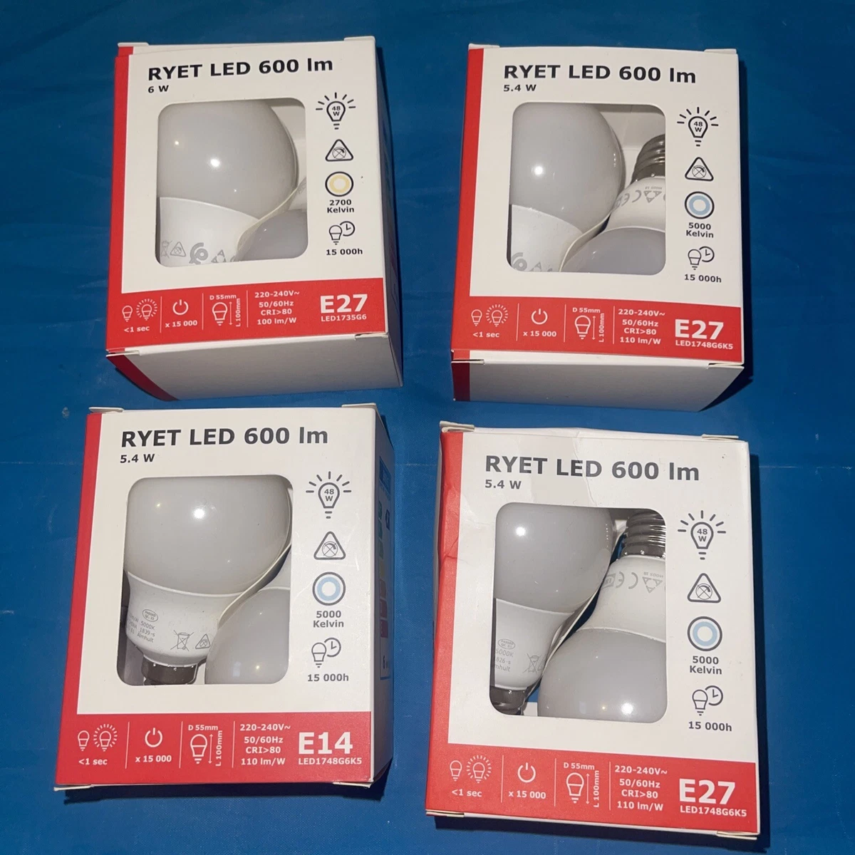IKEA RYET LED Bulb E27 E14 200 2700Kelvin 5000Kelvin 4 Pack Sold As Seen