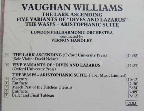 VAUGHAN WILLIAMS - The Lark Ascending etc. HANDLEY London PO - Ex CD EMI Eminence - Bild 3 von 3