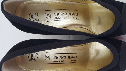 Bruno Magli Dress Pump Shoes Women Sz 7.5 AA Black Leather 3" Heel Made in Italy - Picture 9 of 10