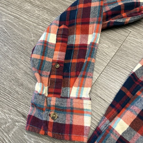 J Crew Flanellhemd Herren groß klassisch rot marineblau kariert Tasche 100 % Baumwolle Freizeit - Bild 7 von 14