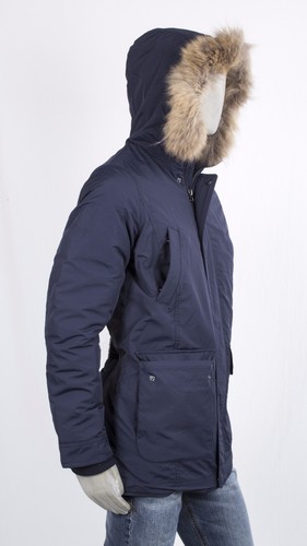 CENSURED JACKE TYP "WOORLICH" MIT KAPUZE UND ABNEHMBAREM ECHTFELL BLAU - Bild 2 von 10