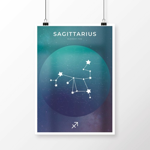 Zodiac Constellation Astrology Poster Star Sign Art Unframed Various Sizes - Picture 10 of 24
