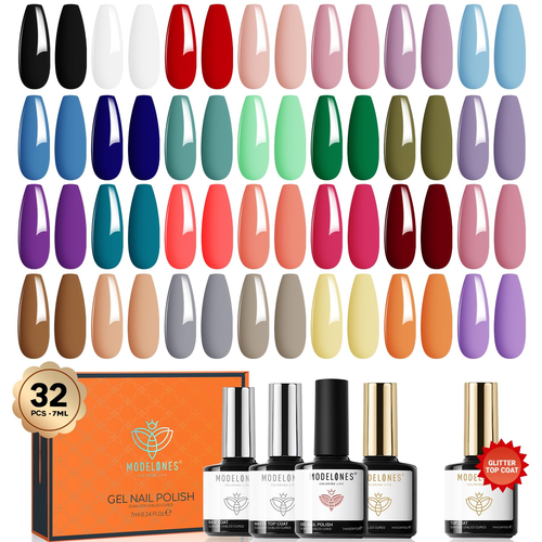 32 PCS Gel Nail Polish Set, 28 Colors Spring Gel Polish with No Wipe Base Coat, - Picture 12 of 12