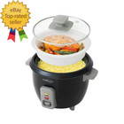 6-Cup Black Rice Cooker and Rice Steamer with Non-Stick Cooking Pot