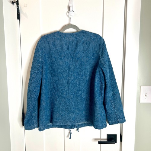 PureJill Indigo Crinkled Chambray Snap Button Barn Chore Jacket Shacket Size LP - Picture 5 of 5