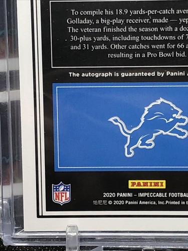 2020 Impeccable Kenny Golladay On Card Auto #53 /60 SP Indelible Ink Mint - Picture 9 of 11