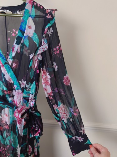 Maxi Vestido Diane Von Furstenberg Linnet Seda Volantes Talla UK 10 DVF Floral - Imagen 5 de 17