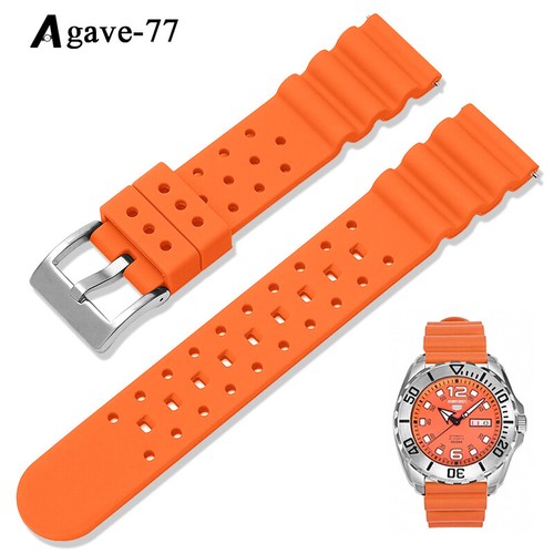 20mm 22mm Rubber Silicone Sport Strap Porous Breathable Watch Band For Seiko 5 - 第 11/23 張圖片