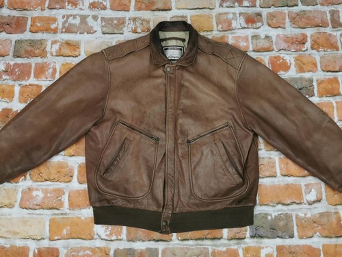 Chevignon Registered Vintage Pilot Leather Jacket Cappuccino Brown Gr: XL Rarity - Picture 1 of 7