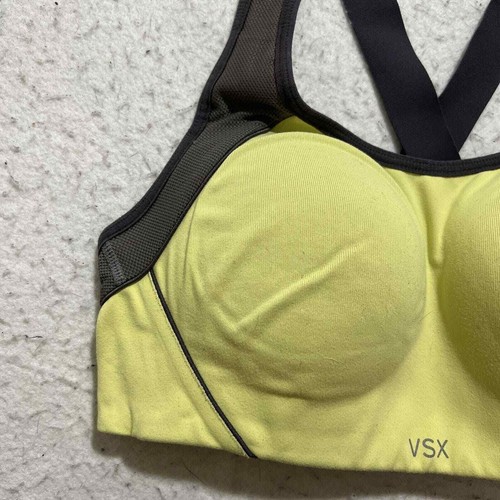 Victoria's Secret VSX Women's Small Crossback Padded Athletic Sports Bra Yellow - Picture 3 of 10