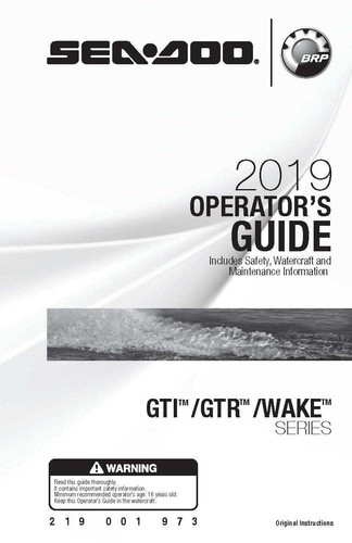 Sea-Doo Owners Manual Book 2019 GTI 90, GTI 130, GTI Rental & GTI SE 130 