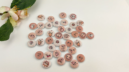 10 Knöpfe 15mm rund Blumen Rosen rosa Knopf Kinder Vintage Kinderknöpfe Blume - Video 1 of 1