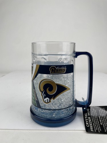 New NFL 16 Oz Crystal Frosted Freezer Mug Beer Drink Glass St. Louise RAMS - Picture 2 of 7