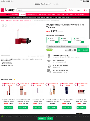 Botas Bourjois Rouge Edition Velvet 15 Red Podium 7,7 ml, nuevas selladas PVP £8,49 - Imagen 3 de 5