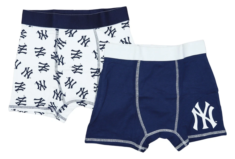 Paquete de 2 calzoncillos boxer ropa interior MLB para niños nuevos con etiquetas | Yankees Cubs Braves Twins Foto 3 de 4