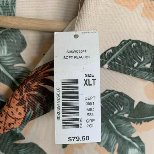 Roundtree Yorke Caribbean Shirt Peach Pineapple Short Sleeve Buttons (5 Szs) NEW - Picture 9 of 12