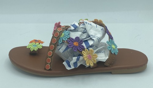 Brinley Co Womens Ankle Strap Slingback Sandals Brown Floral Size 6 M US - Bild 2 von 5