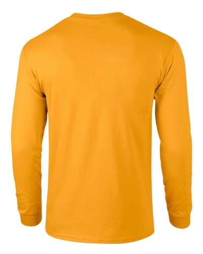 Gildan Ultra Cotton Long Sleeve T Shirt Adult Gold 100% Cotton Classic - Picture 2 of 4