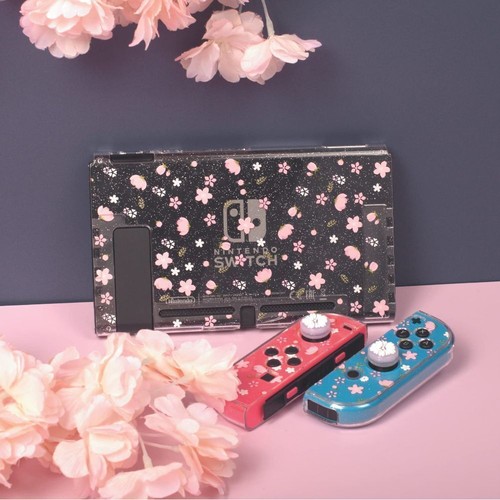 Clear Case for Nintendo Switch Glitter Sakura Protective Case & 2PCS Thumb Grips - Picture 4 of 6