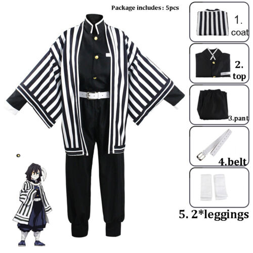 Costume Anime Demon Slayer Kimetsu no Yaiba Iguro Obanai cosplay parrucca kimono vestito - Foto 18 di 38