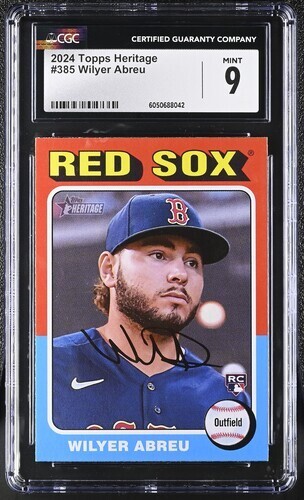 2024 Topps Heritage Wilyer Abreu RC #385 Boston Red Sox - CGC 9 - Picture 1 of 2