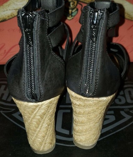 American Eagle Open Toe Wedge Shoes Women’s Size 9.5 Black - Picture 6 of 9
