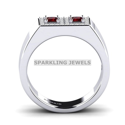 Garnet Square Cut Gemstone With 925 Sterling Silver Ring For Men #D101 # - Picture 3 of 8