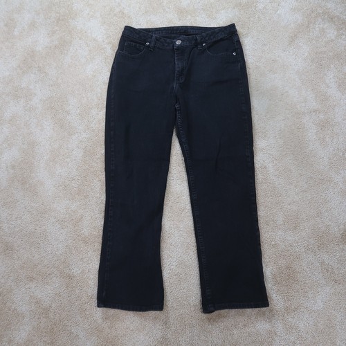 Lee Riders Relaxed Straight Jeans Women's 14p Black Denim Pants