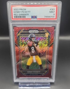 2022 Panini Prizm Kenny Pickett 301 Red Shimmer RC Rookie #6/35 Steelers PSA 9