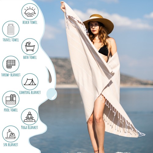 LUXURY BEACH-BATH TURKISH PESHTEMAL TOWEL100%COTTON-ORGANIC AUTHENTIC USA SELLER - Picture 249 of 293