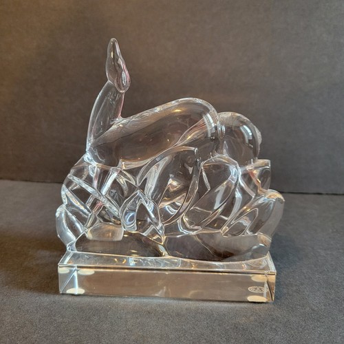 Baccarat France Crystal Figure Grazing Deer Art Deco  Excellent Condition/SAN - Picture 1 of 5