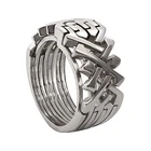 4 + 4  band Criss cross puzzle ring 925 silver handmade double Dual  puzzle ring