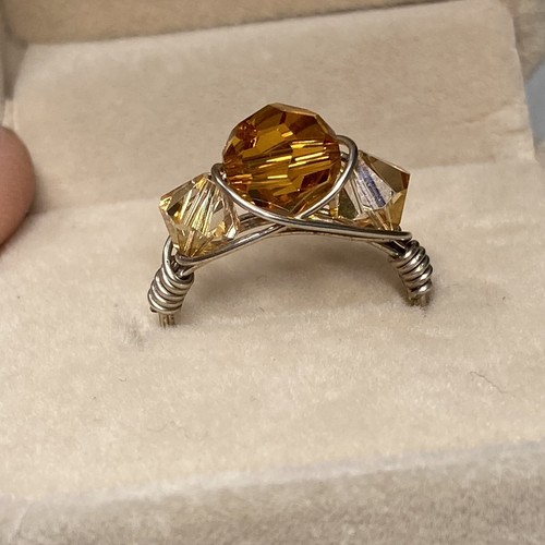 Topaz Crystal Artisan Wire wrap Sterling Silver Ring Size 7.5 - Picture 6 of 7