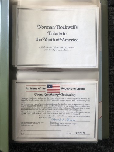 The Norman Rockwell Tribute to the Youth of America 1979 W/ COA, Liberia 50 FDC - Picture 3 of 5