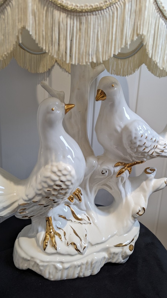 Large Vintage Porcelain Bird Lamp