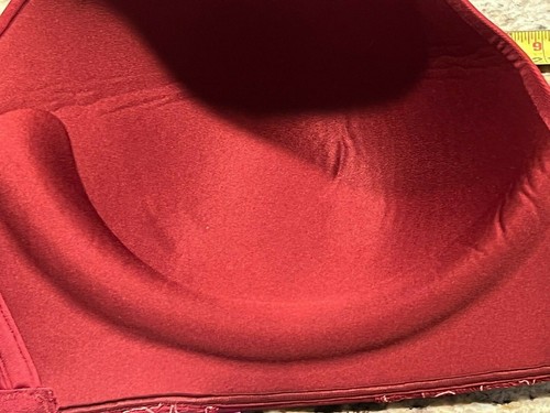 Cacique Burgundy Bra 44 DD Lt Padded Satin Plunge - Picture 5 of 6