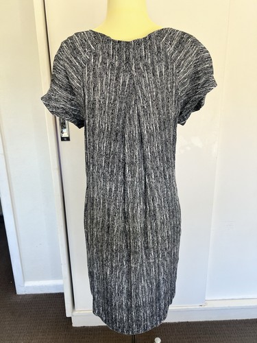 Witchery dress 6 shift black white geometric short sleeve Side Pockets - Picture 8 of 14