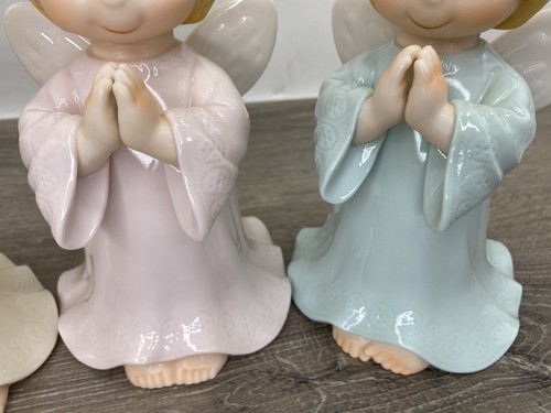 Set/3 Vntg O'Well Porcelain Boy Girl Child Angels Praying Wink MINT - Picture 3 of 10