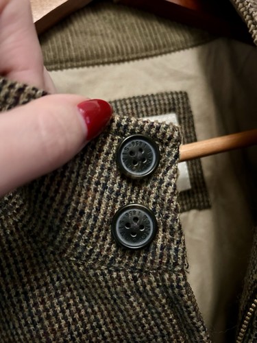 Orvis 100% Wool Tweed Bomber Jacket Coat Size Large Brown Country New - Picture 6 of 11