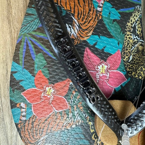 Havaianas Sandals Women’s 11 12 Cheetah Leopard Floral Print Flip Flop Shoes New - Picture 4 of 7