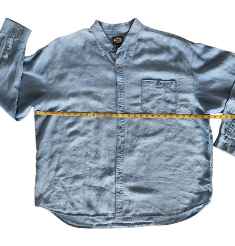 Camicia uomo TOMMY BAHAMA Chambray blu con bottoni manica lunga taglia 2XL - Foto 11 di 16