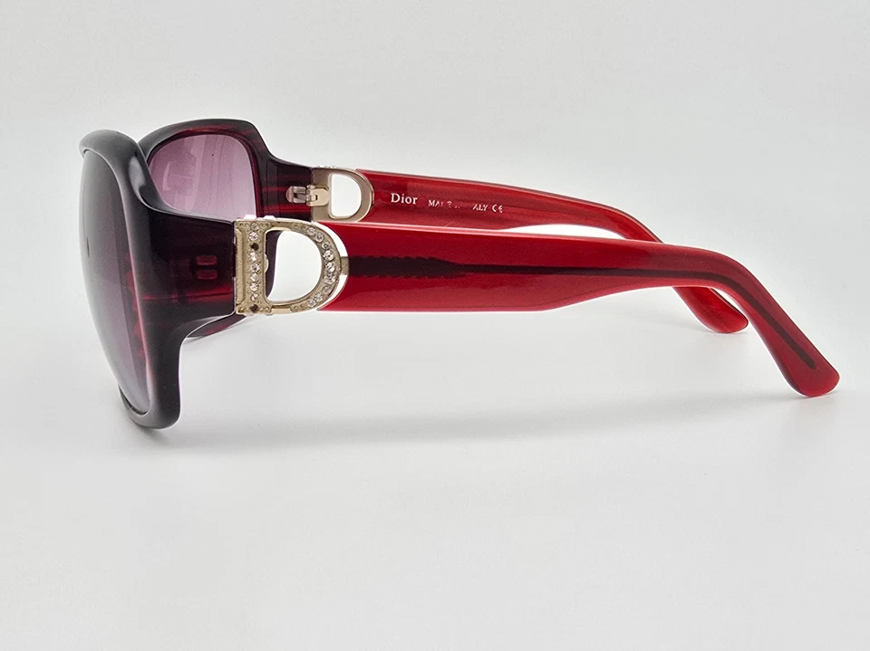 Christian Dior Revening2 Red Rhinestone Frame Red Gradient Lens Sunglasses Italy - Image 4 of 4