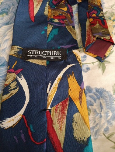VINTAGE STRUCTURE MEN’S TIE Necktie Silk 4" - Picture 3 of 3