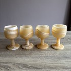 Alabaster/Onyx Vintage Amber Goblet Drinking Cups Set Of 4 11cm