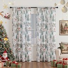 Christmas Sheer Curtains for Living Room 84 Inch Long Deer Printed Light Filt...